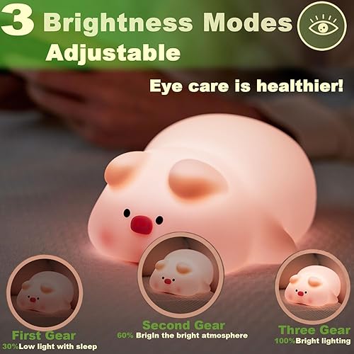 Miniatura 2 de Linda lámpara de cerdo, divertida luz nocturna de cerdo plano, lámpara LED blanda novedosa de animales, pato iluminado para niños, gran regalo, 3