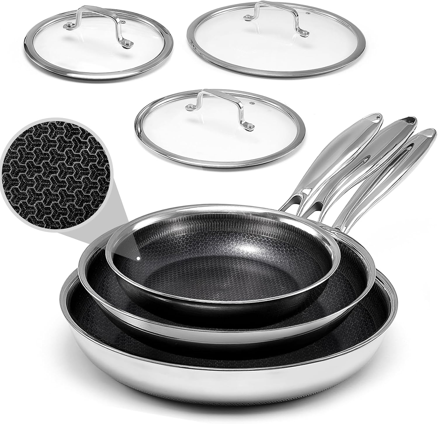 USELUCK Hybrid frying pans 8/10/12