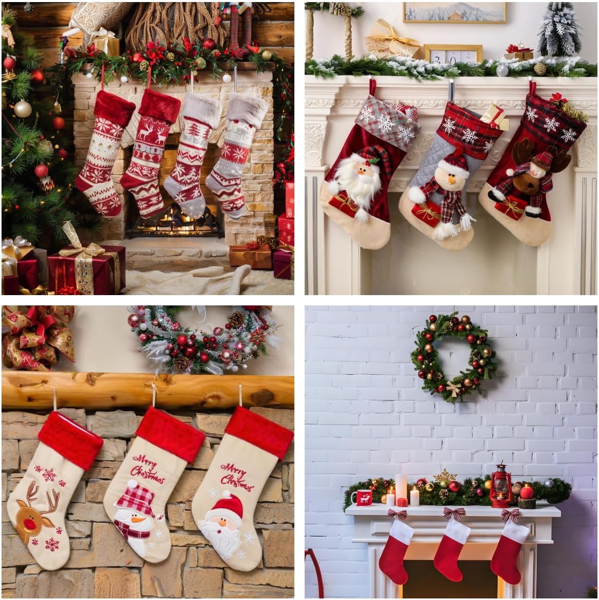 Fireplace Stocking and Garland Hanger, Adjustable Length, for Festivals, Birthday Parties (3)