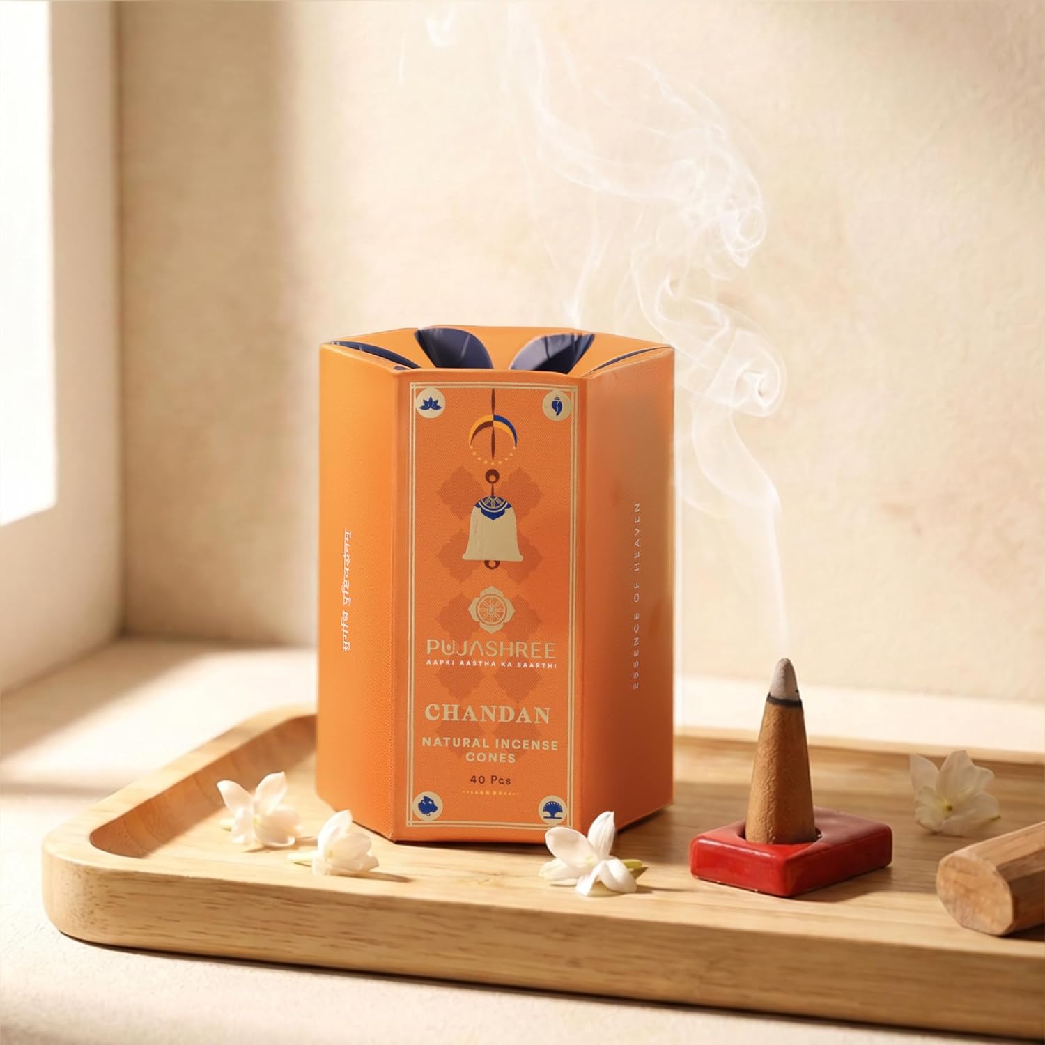 Pujashree Natural Incense Cones, Nagchampa Dhoop Sticks, Incense Dhoop for Pooja & Meditation, Eco-Friendly, Natural Aroma Sticks, 20 min Burn Time Each, Pack of 40 Pcs (2-inch Size)