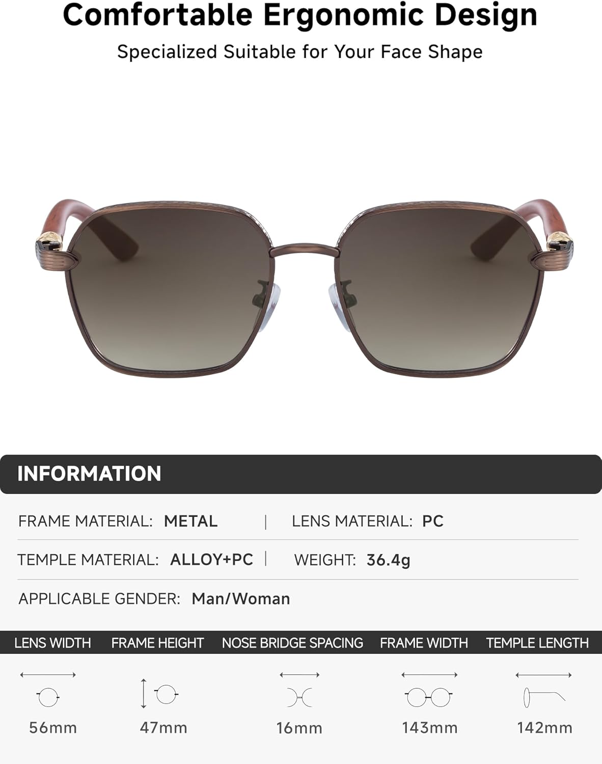 Men's Sunglasses Modern UV 400 Protection Lens Shades Gafas de Sol Hombre (2A670) - Image 4