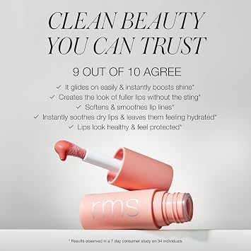 RMS Beauty Legendary Lip Oil - Hydrating Lip Gloss, 0.17 oz | High-shine hydrating lip gloss oil with bitter cherry & jojoba oil. Provides 8-hour continuous moisture for soft lips.