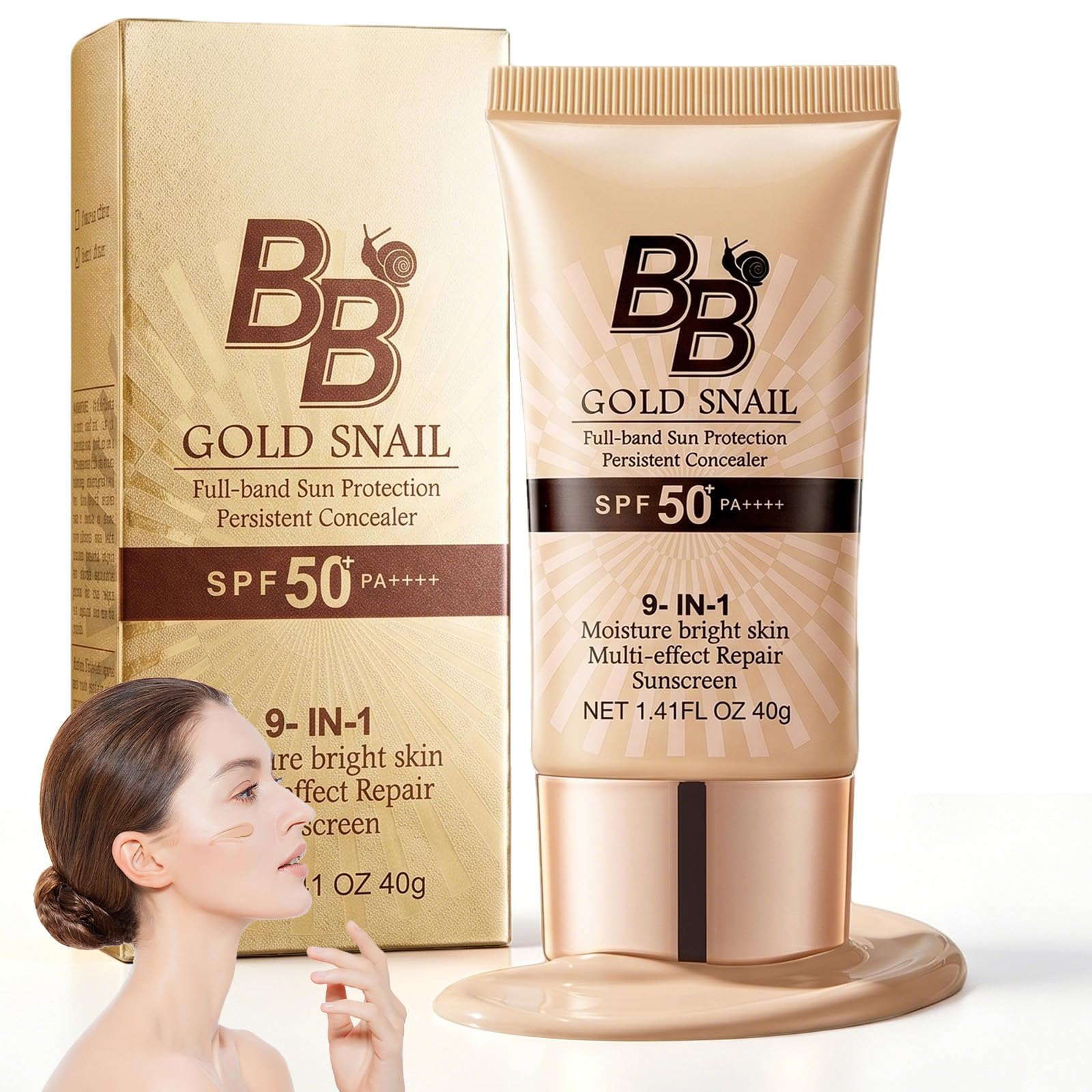 BB Cream SPF50+ PA+++,Crema Solare Colorata Viso Leggera, Fondotinta Con Protezione Solare,Alta Protezione Quotidiana E Outdoor,Effetto Naturale,Controllo Olio Lunga Durata