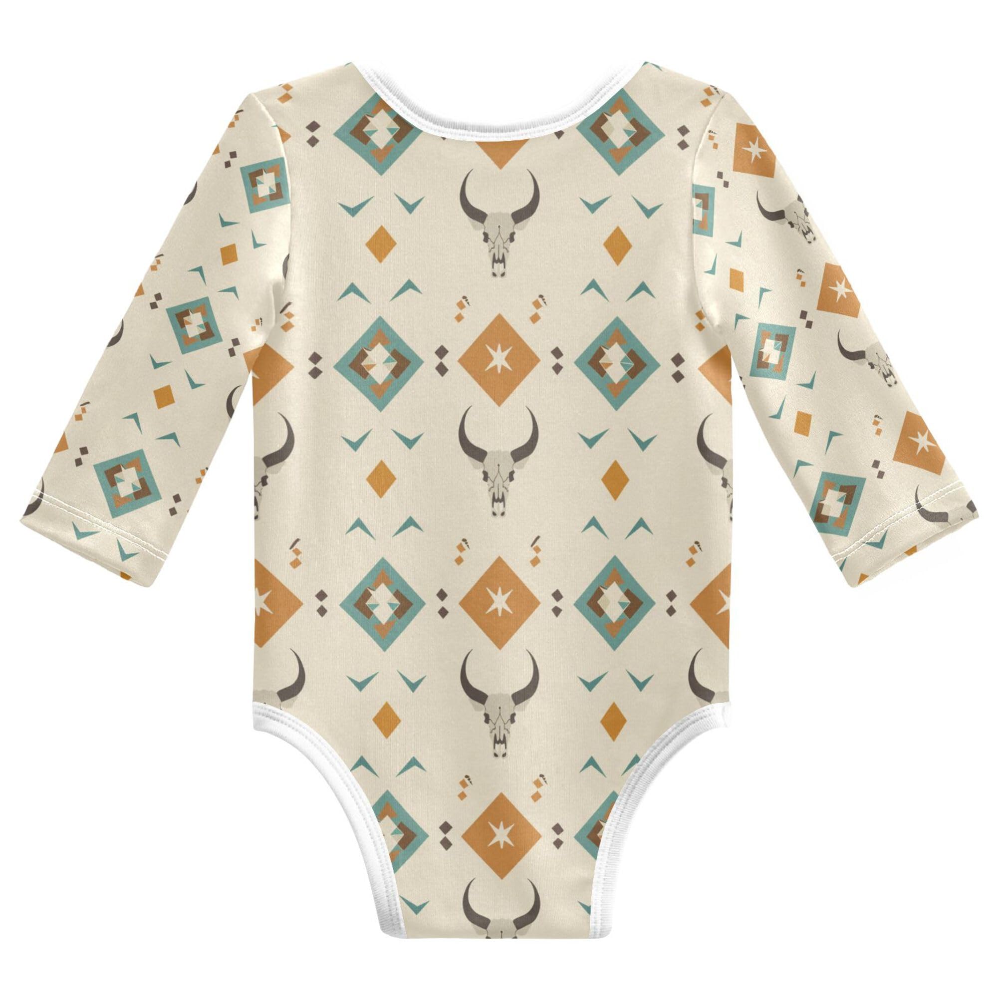 Western Cow Skulls Geometric Vintage Baby Girl Outfit Button Down Cotton Month Boy Shirts for Baby Gifts 9M