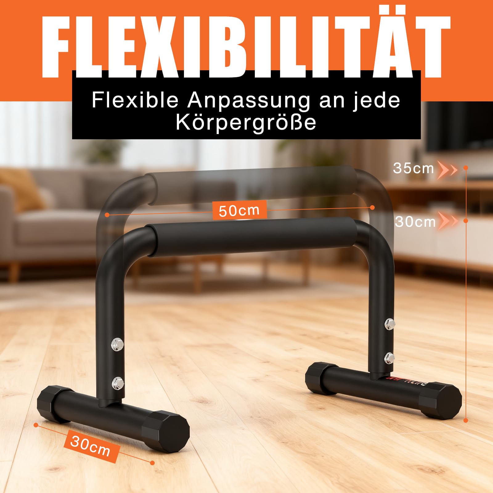 DH FitLife Verstellbare Bars (30-35cm) für Calisthenics | 2 Stufige Liegestützgriffe & Parallettes | 200kg Calisthenics Push Up Bars | Dip Stange für Fitness & Sport | Indoor&Outdoor