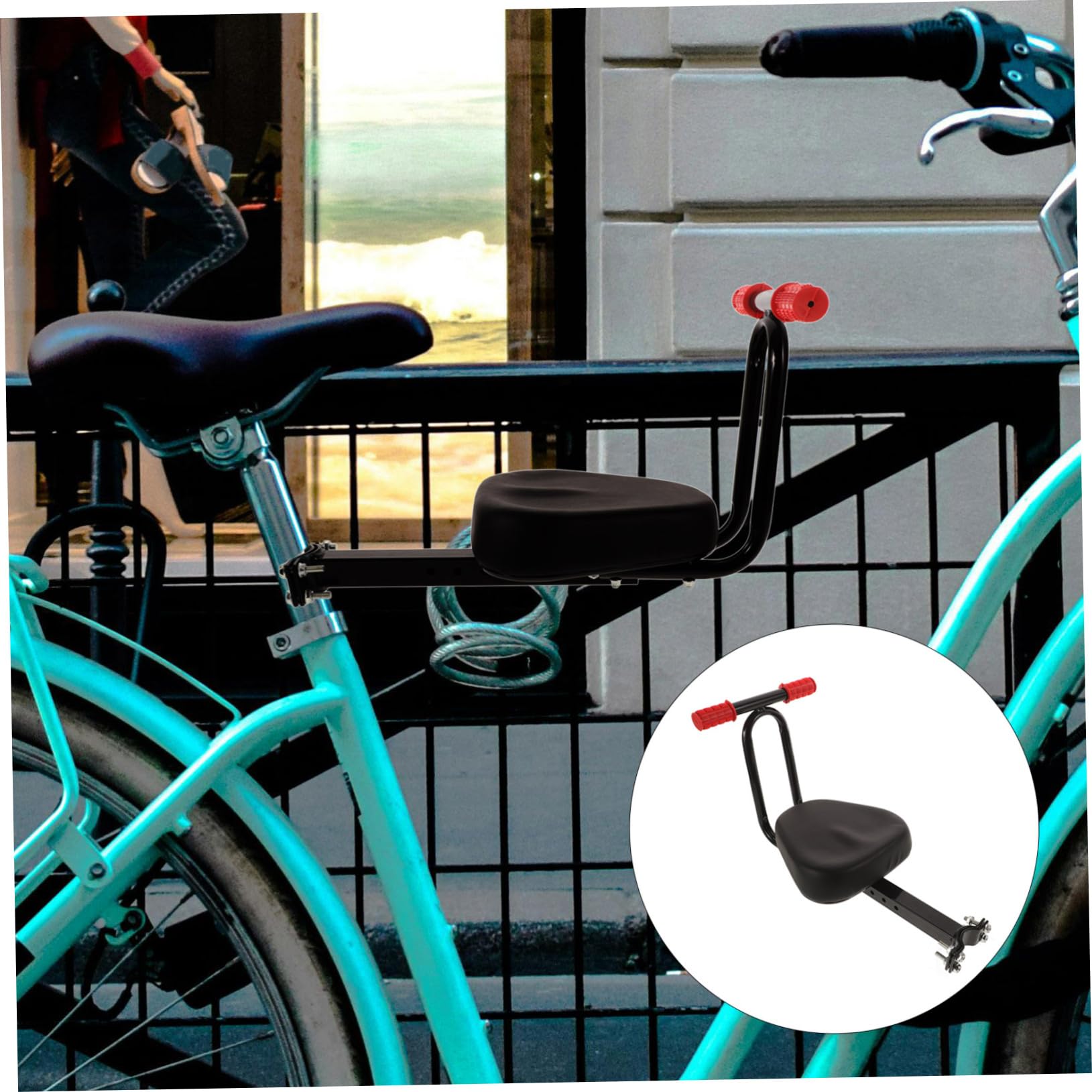 Happyyami Seggiolino Ergonomico per e Bambini Mountain Elettrica Bici Design Metallo Resistente, Comodo e Sicuro per Bambini Stile Moderno Bike