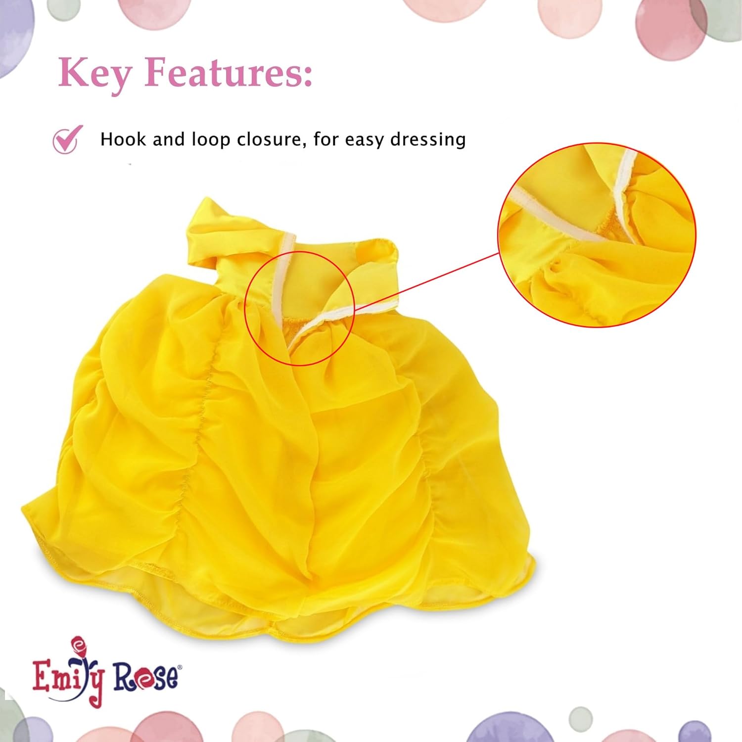 Emily Rose 18 Inch Doll Clothes - 3PC Yellow Princess Ball Gown with Matching Gloves & Shoes | 18" Doll Costume | American Girl & Our Generation Dolls Compatible - USA Brand