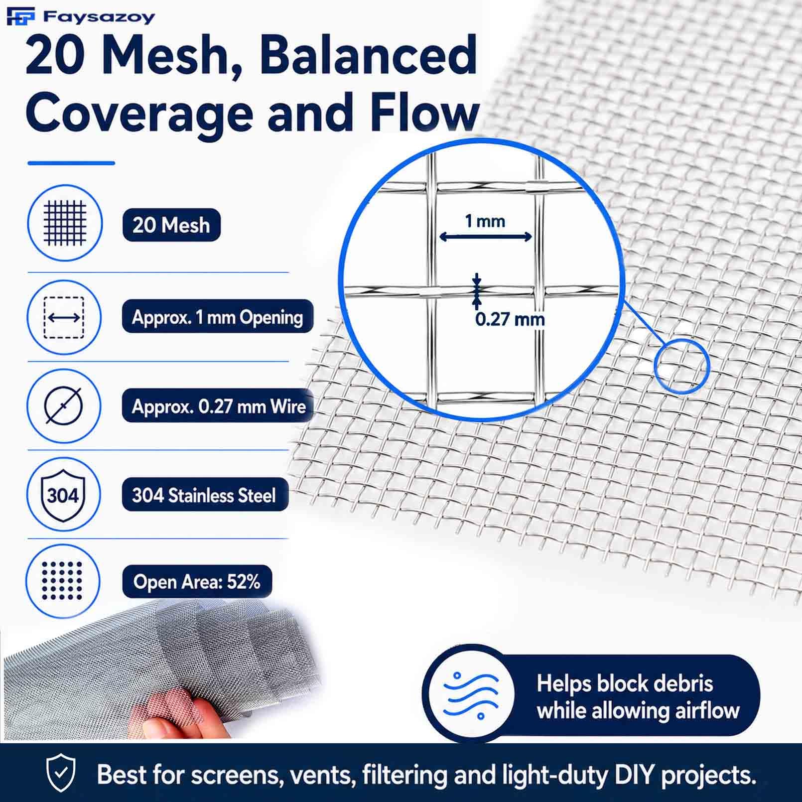 Stainless Steel Wire Mesh Roll - 15.7 x 59" -3