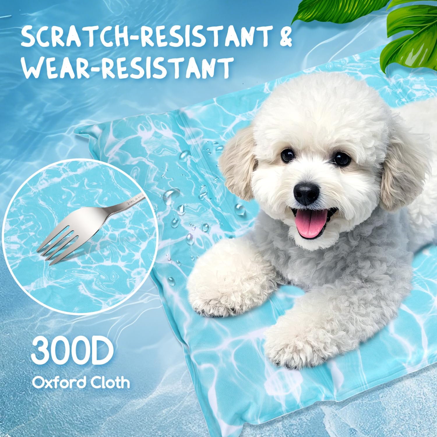 Nobleza Manta Cama Refrescante para Perros y Gatos, Alfombra Refrescante Perro Diseño con 6cm Almohada Cervical Añadida, Gel No Tóxico y Auto-Refrescante, Tela Oxford 300D Resistente, 102x50cm
