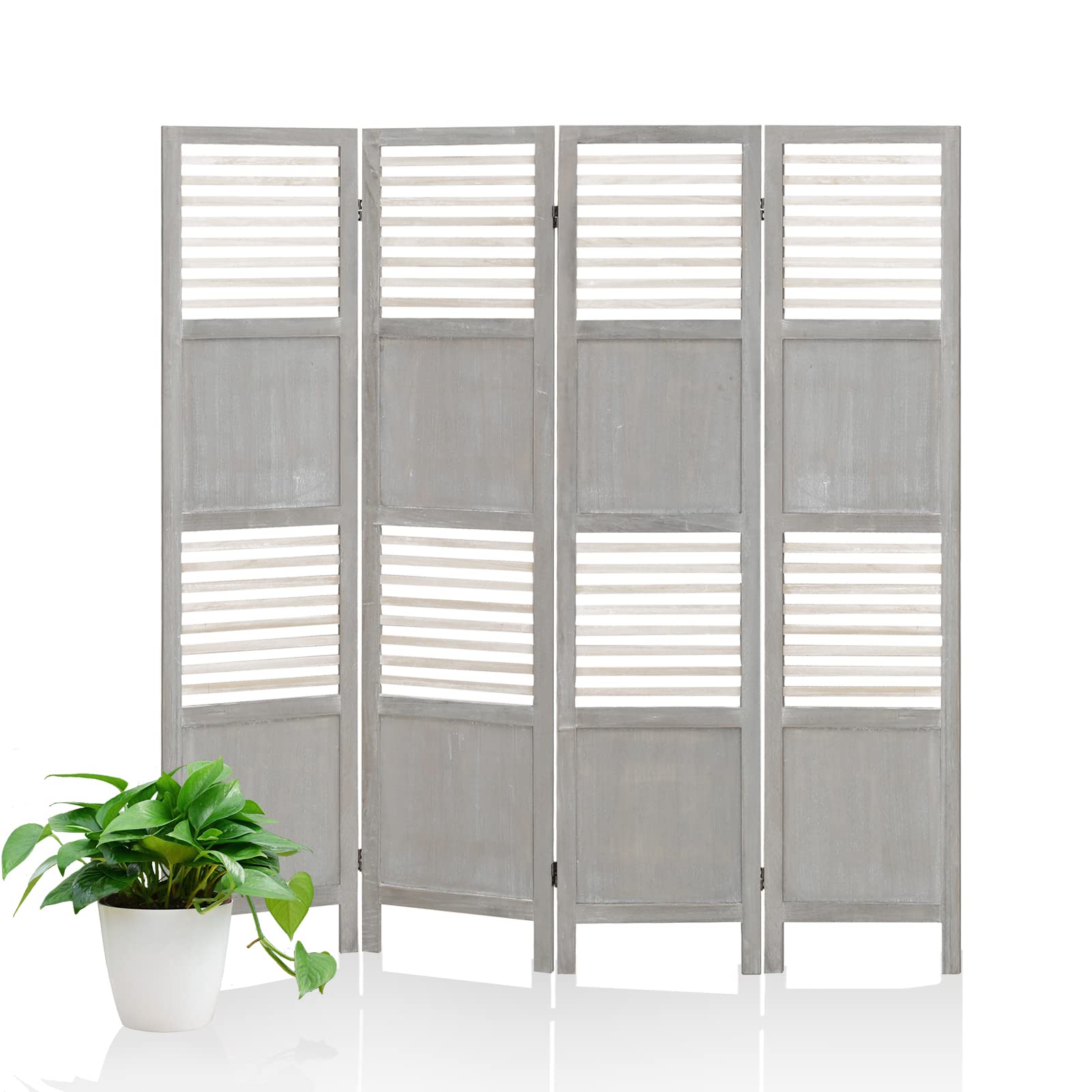 Buy 4 Panel Wood Room Divider, 5.6 Ft Tall Cutout Room Dividers and Folding Privacy Screens