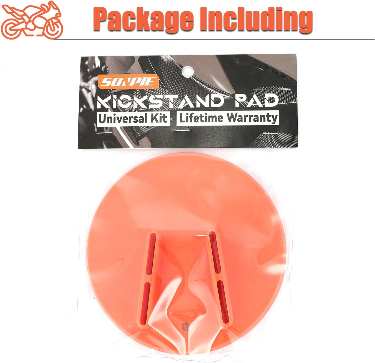 SUNPIE Motorcycle Kickstand Plate Motorbike Kickstand Pad Hard Kickstand Support for All Motorcycles Harley All Heavy Cruiser Bike Helps Park Your Bike on Hot Pavement Grass Soft Ground, Orange