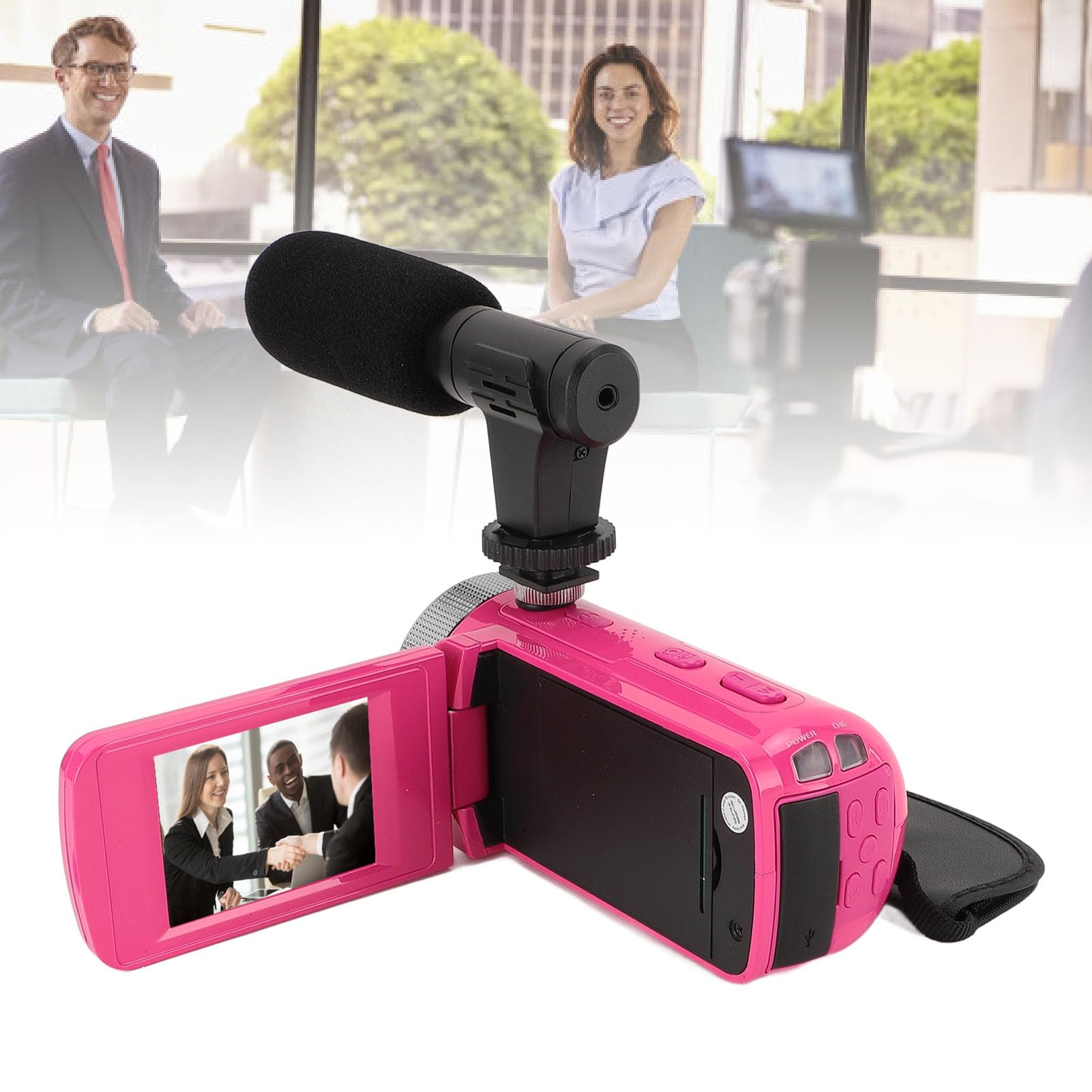 Digital Video Camera, 16MP 1080P HD Camcorder with 16x Digital Zoom, 2.4 Inch Screen, Microphone, 1/4 Screw Hole, for Vlogging High Definition Screen-image-0