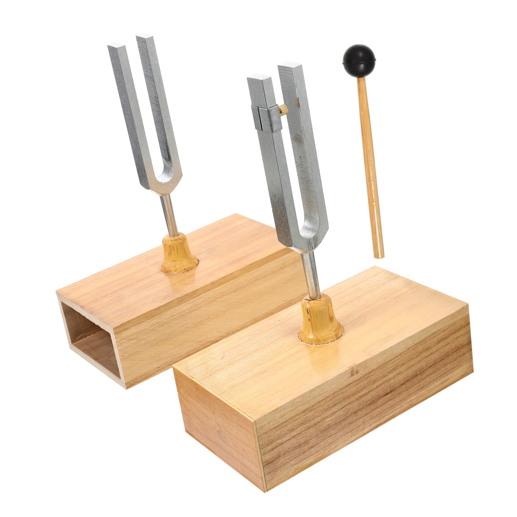 Zerodeko Experiment und Klare Klangfarbe Stimmgabel 440hz mit Holzsockel und Metall Inkl Hammer für Präzises Stimmen bei Physikalischen Akustikexperimenten