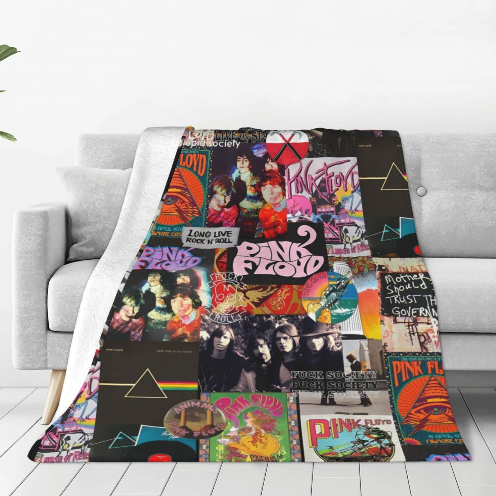Ezkyztlw Women's As Pic Pink Rainbow Floyd Blanket Gift For Couple Flannel Throw Blanket For Men Birthday Gift Wedding Love Anniversary Throws For Wife Husband Teens Adults 60"X50"