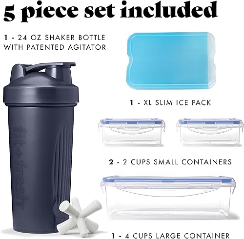 Miniatura 2 de Fit & Fresh BREE - Lonchera con contenedores, bolsa de hielo y botella agitadora para hombres y mujeres, 6 unidades, bolsa de almuerzo con