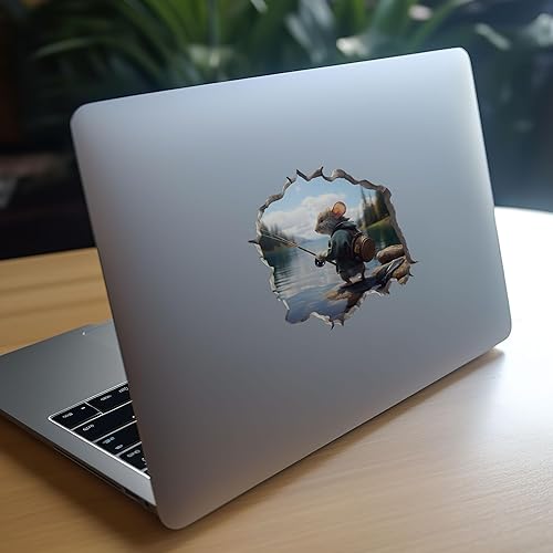 Miniatura 8 de Pegatina de pared 3D con agujero de ratón de pescador con agujero de ratón