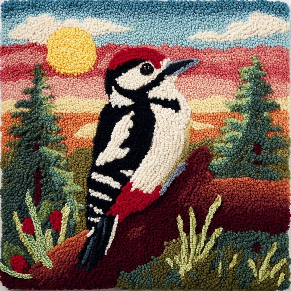 Henypt Latch Hook Kits-F Diy Latch Hook Pillow Cover Kits Scenery And Birds