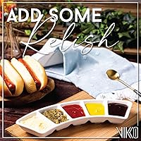 Vista 3 de Vikko Bandeja de servir, bandeja circular de porcelana de 5 secciones, paquete de 2, plato blanco pequeño de 10 pulgadas para entretenimiento