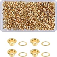 Zythrem 5mm Gold Grommets Eyelets 200 Sets Metal Grommets Kit for Leather Crafts Grommets with Washer Eyelets Kit for Craft Making Card Sewing Repair Clothing Shoe Fabric