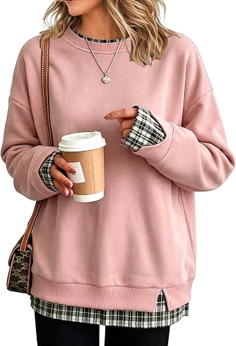 Shiketong Crew Neck Sweatshirts Women Oversized Cute Pullove