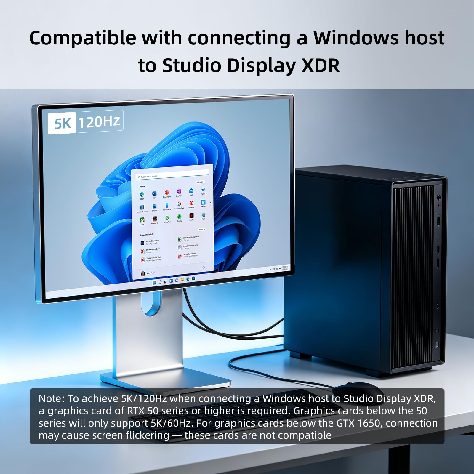 DisplayPort auf USB-C Kabel 8K @ 60Hz, DP auf Typ-C-Stecker Kabeladapter 2 m Konverter für Apple Studio Display, tragbarer Bildschirm, AR-Brille, USB-C-Display-Gerät Konvertierungskabel