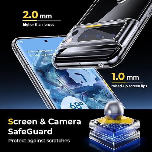 Miniatura 5 de Humixx Funda transparente para Google Pixel 8 Pro no amarillenta Protección contra caídas de grado militar de 14 pies Protector a prueba de golpes