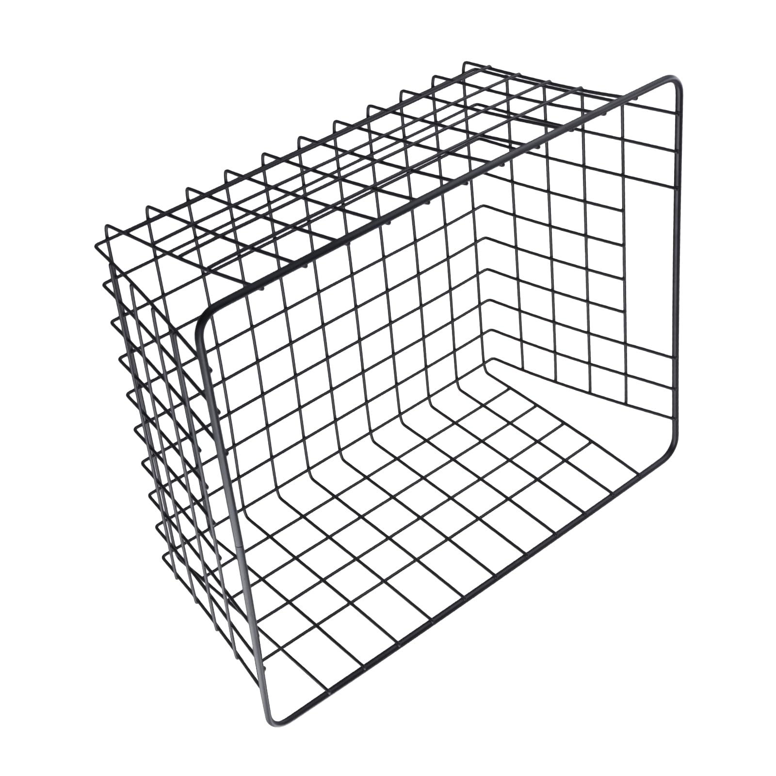 2 sztuki koszy metalowych z drutu, 36 x 29 x 16 cm, czarny koszyk żelazny, metalowy koszyk do przechowywania na półce, druciane kosze do przechowywania do biura, kuchni, łazienki, szafek