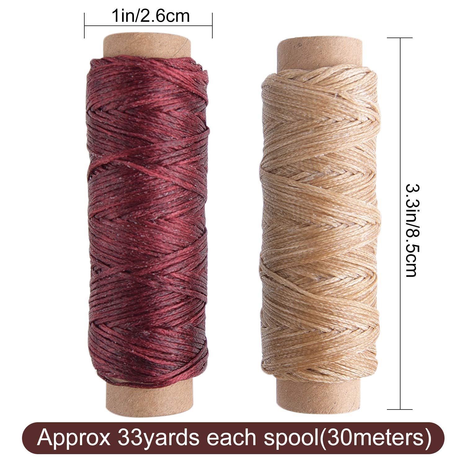 Hilo Encerado Para Coser Cuero - 2 Rollos (260m, 1mm) + 7 Agujas (negro Y Beige)