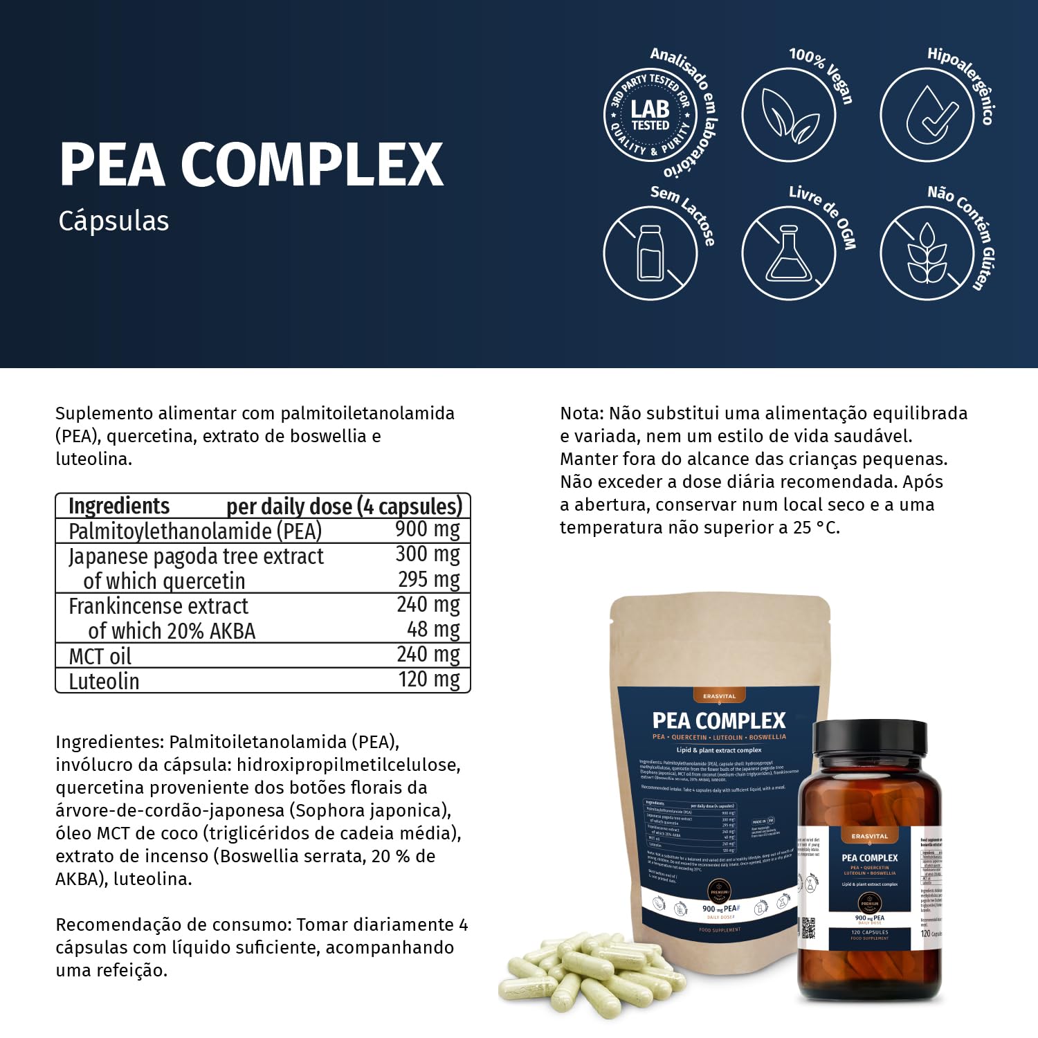 PEA COMPLEX – PEA mit Quercetin, Boswellia (20% AKBA) & Luteolin (360 Stk (1er Pack))