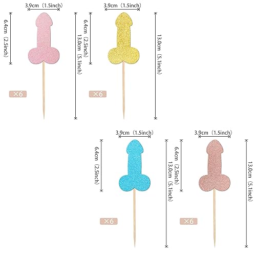 Miniatura 2 de 24 piezas de decoración de cupcakes para despedida de soltera con purpurina colorida para despedida de soltero para boda, compromiso, despedida de