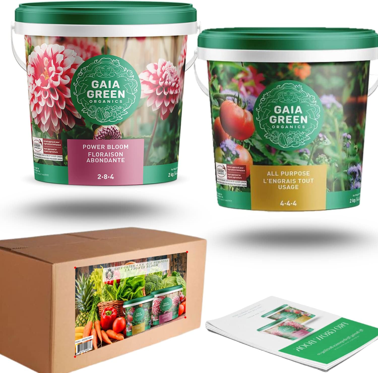 2.8.4 Power Bloom 4-4-4 All Purpose Plant Food, Organic Plant Nutrients Fertilizer. 2.2 kg Set, Pro Grow Guide Included