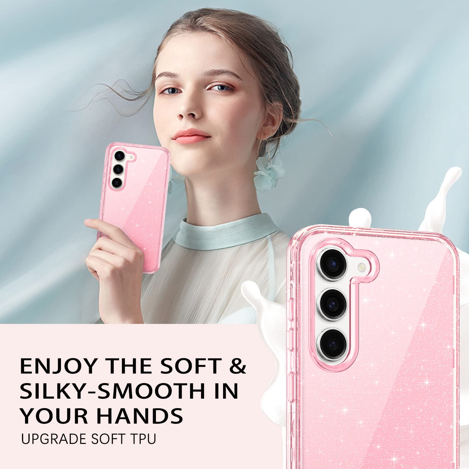 Amazon.com: DUEDUE for Samsung Galaxy S23 Plus Case, Glitter 3 in