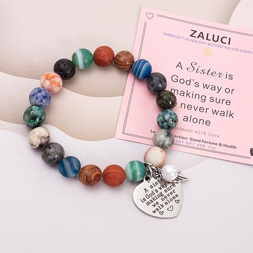 Miniatura 5 de Pulsera para hermanas, regalo de hermana de hermana, celebra la hermandad, un compañero eterno para el viaje de la vida, pulsera de piedra natural,