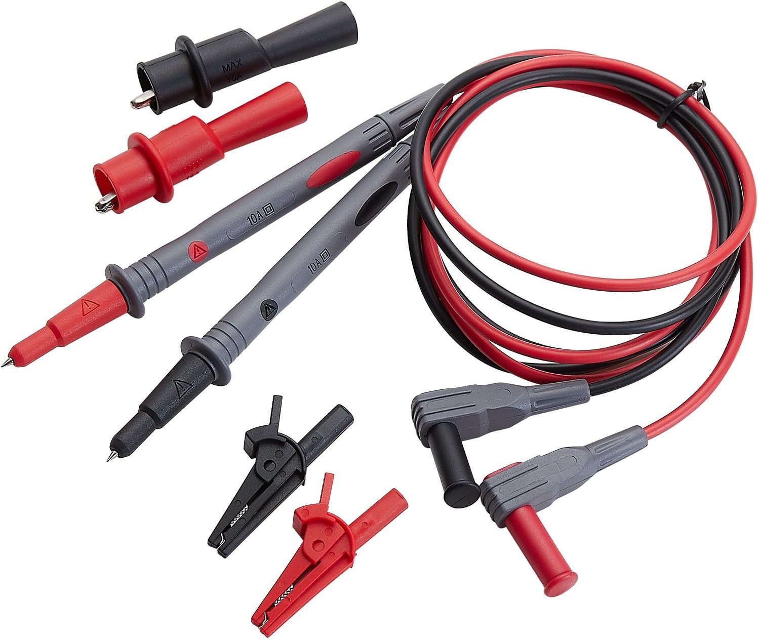 WGGE WG-011 Test Lead and Safety alligator Clips,Multimeter Test Leads Kit CAT III 1000V & CAT IV 600V with Threaded alligator clips, 4mm Test Lead Probe Suitable for Most of Digital Multimeter