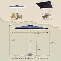 Vista 7 de MONDAWE Sombrilla de patio al aire libre de 10 x 6.5 pies, rectangular, sombrilla de mercado con inclinación y manivela, sombrilla de mesa comercial
