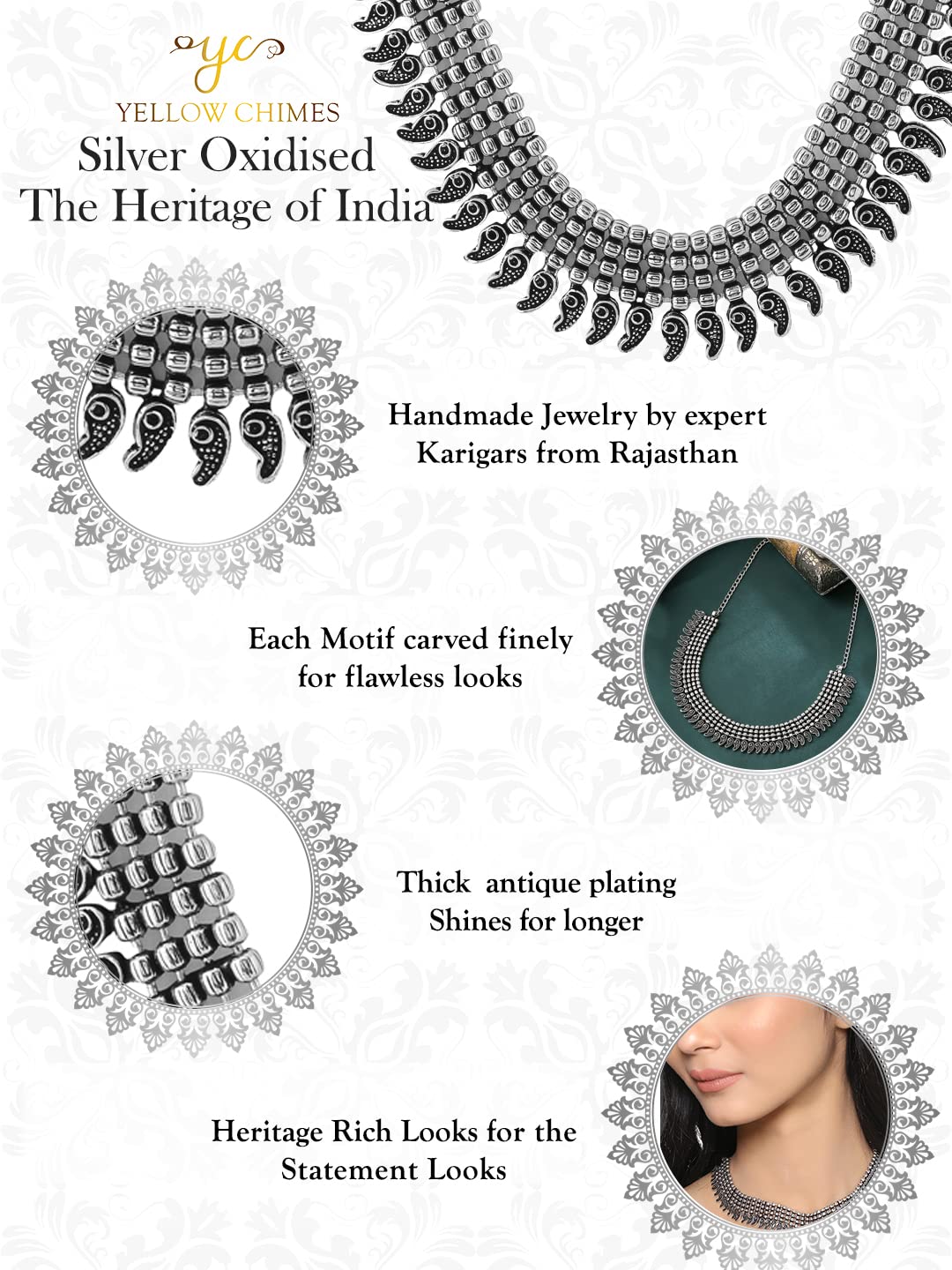 Adjustable Oxidised Beads Studded Choker Necklace (NK 4)