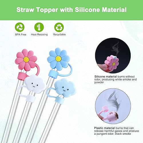 Miniatura 5 de Kynup Popote (paquete de 6), cubierta de popote (6 unidades) para vaso Stanely de 40 onzas, material Tritan reutilizable, tapa de paja de material