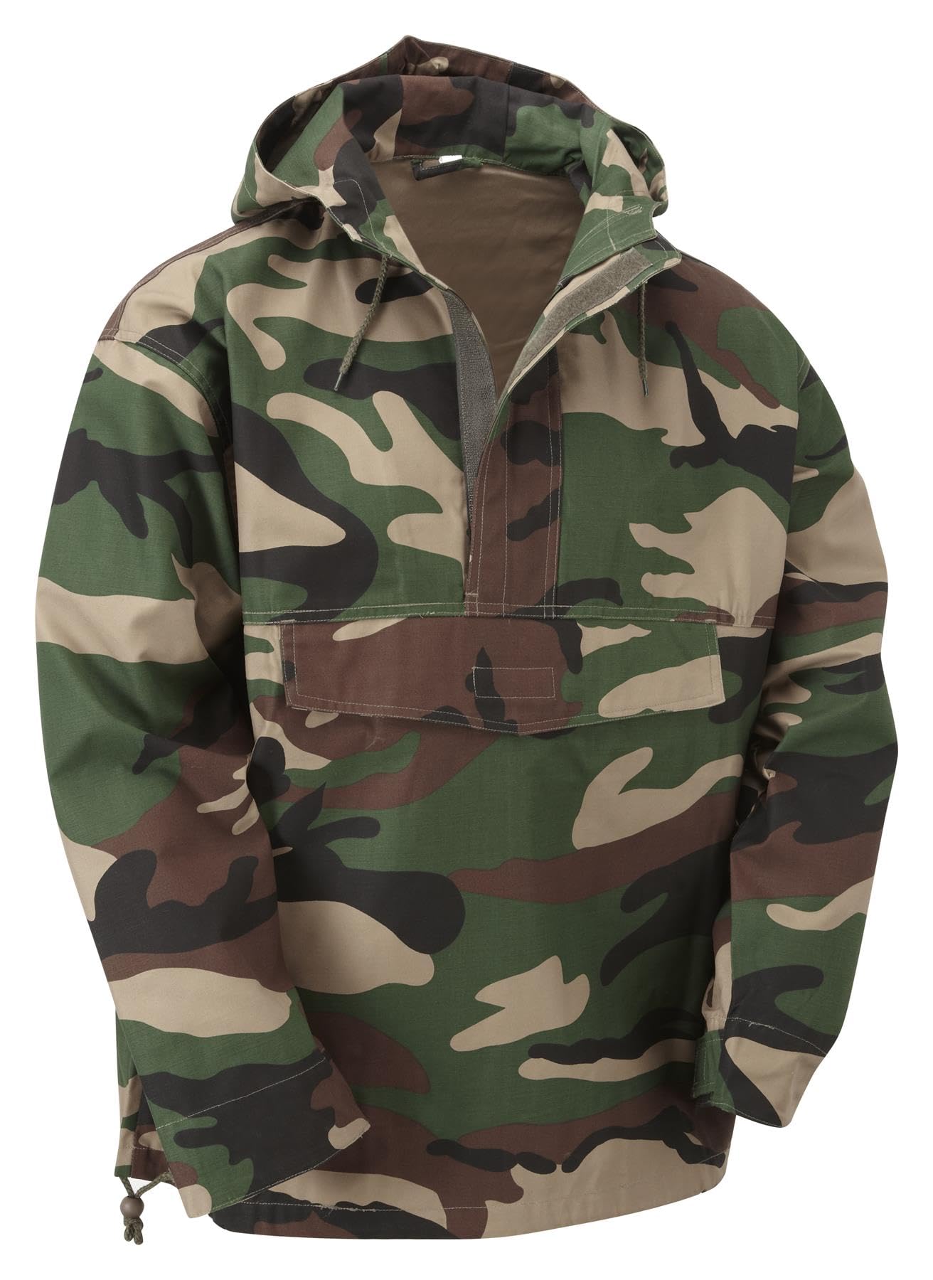 VINTIKA Army Style Anorak Smock - Hooded Combat Pullover - Woodland Camo - 2XL
