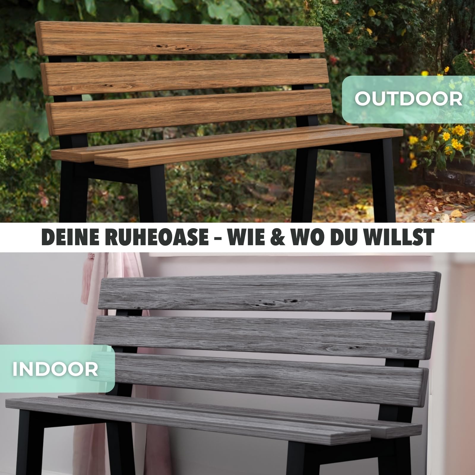 HAGO24 Bankgestell in Anthrazit I hochwertige Bank Füße aus Stahl I Bankbeine für Sitzbank mit Rückenlehne I DIY Metallgestell für Esszimmer-Bank & Gartenbank I rostfrei & wetterfest