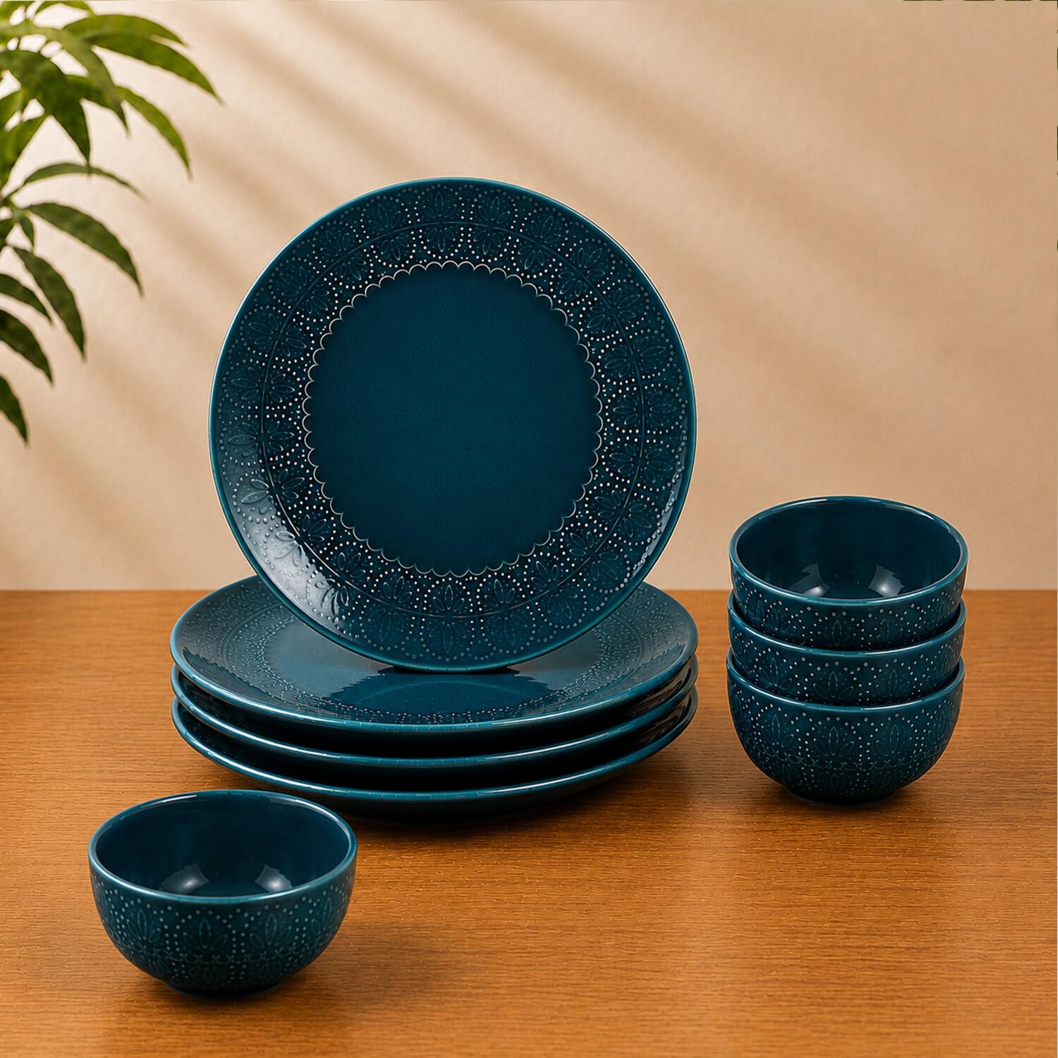 Teal Forest Dinner Set - 8 Piece Ceramicware -1 Teal Forest Dinner Set - 8 Piece Ceramicware -1