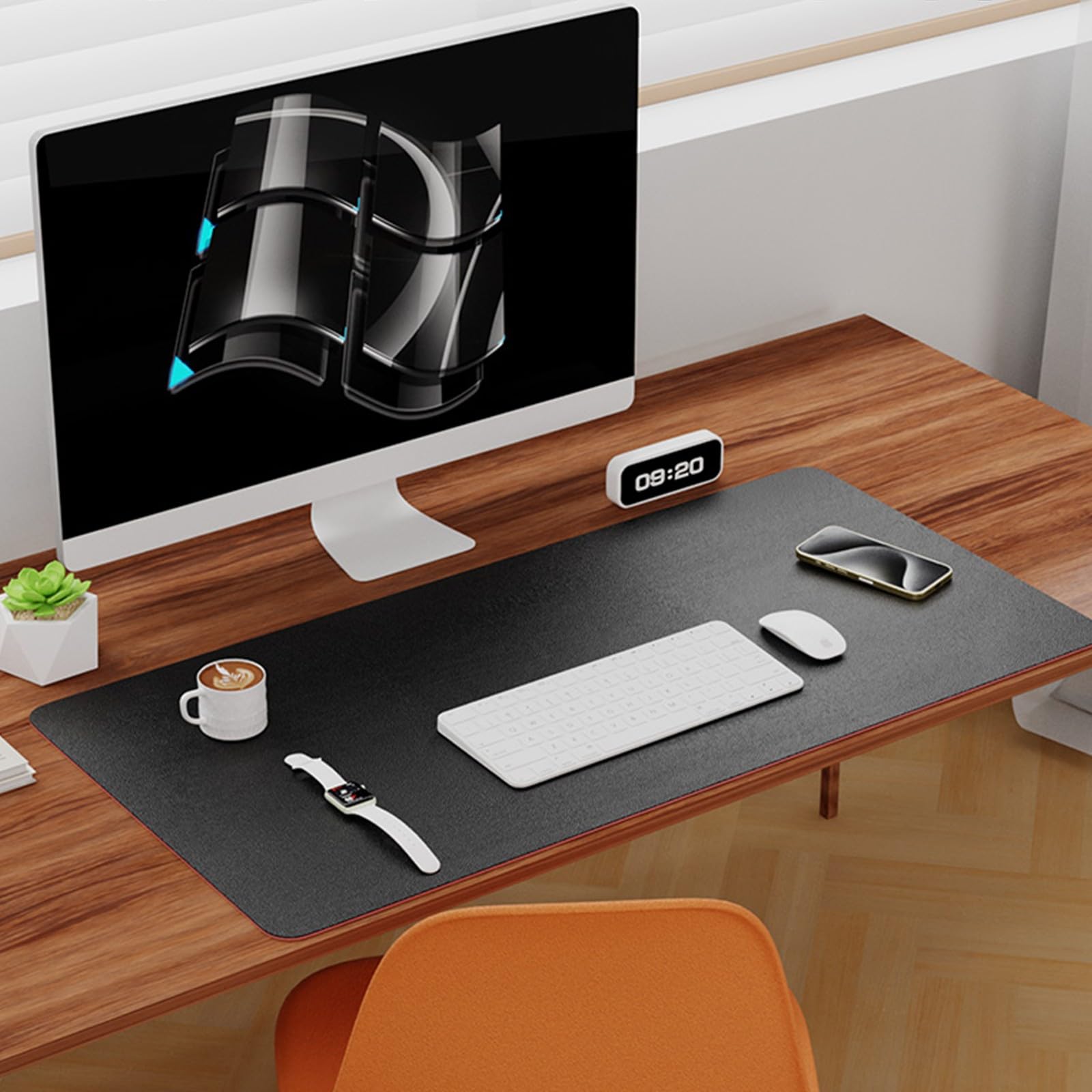 Tischunterlage, Schreibtischunterlage, Laptop Tischunterlage, Rutschfeste Wasserdicht Pu-Leder Tischunterlage Schreibtischschutz für Büro/Heimspiele.(Schwarz/Schwarz,80x170cm/31.5x66.93in)
