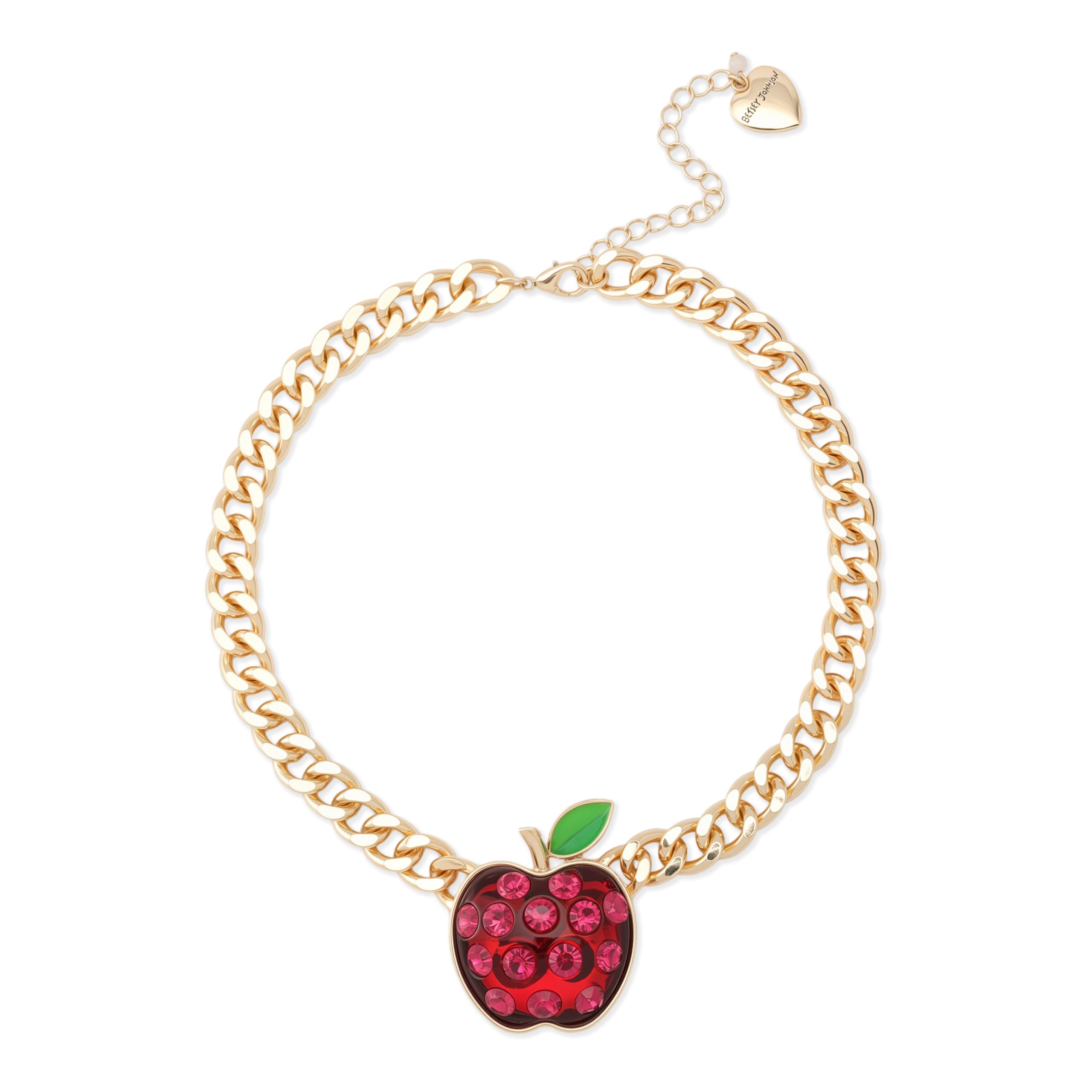 Betsey Johnson Women's Straight A's Apple Pendant Necklace