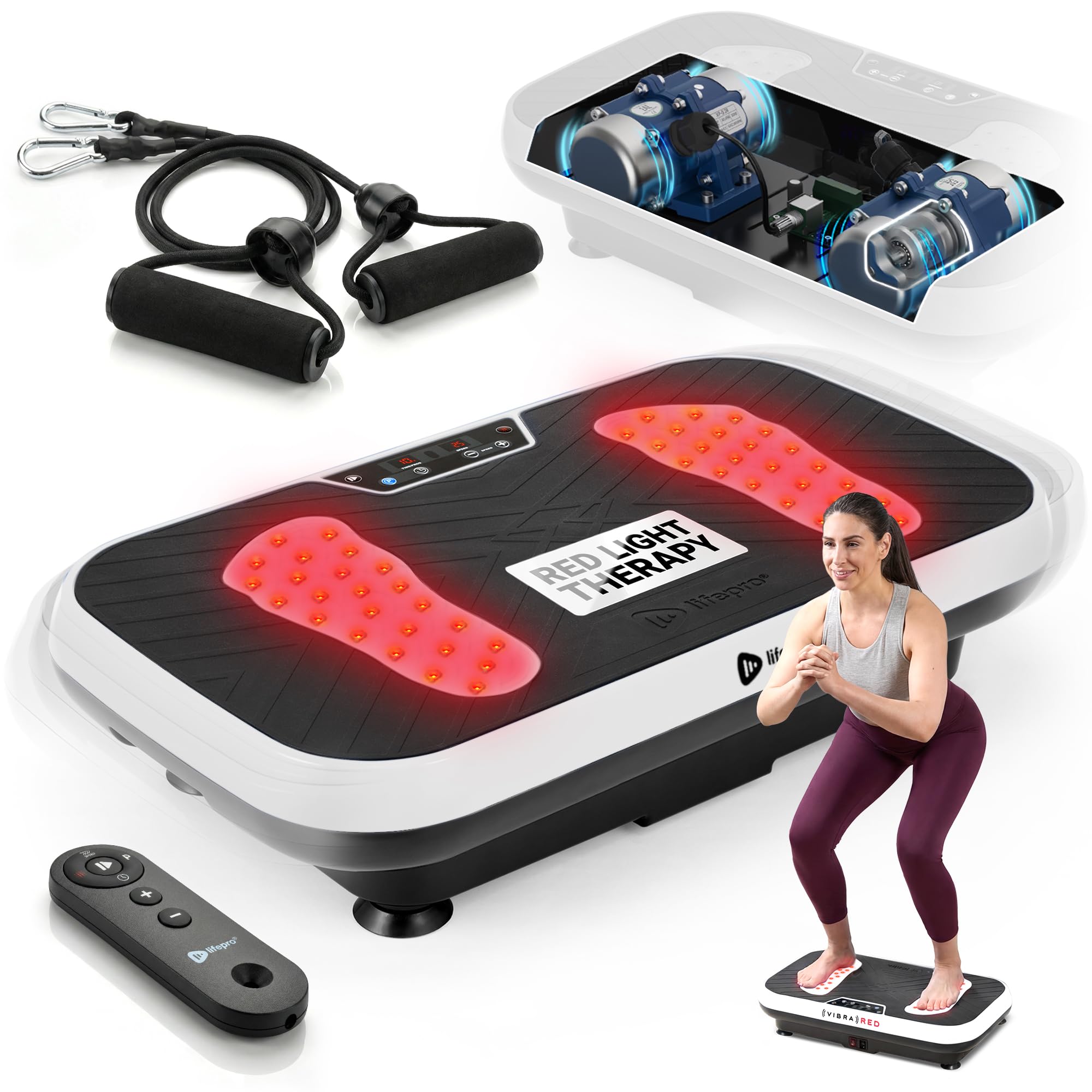 Lifepro VibraRed Vibration Plate with Red Light Therapy & Resistance Bands