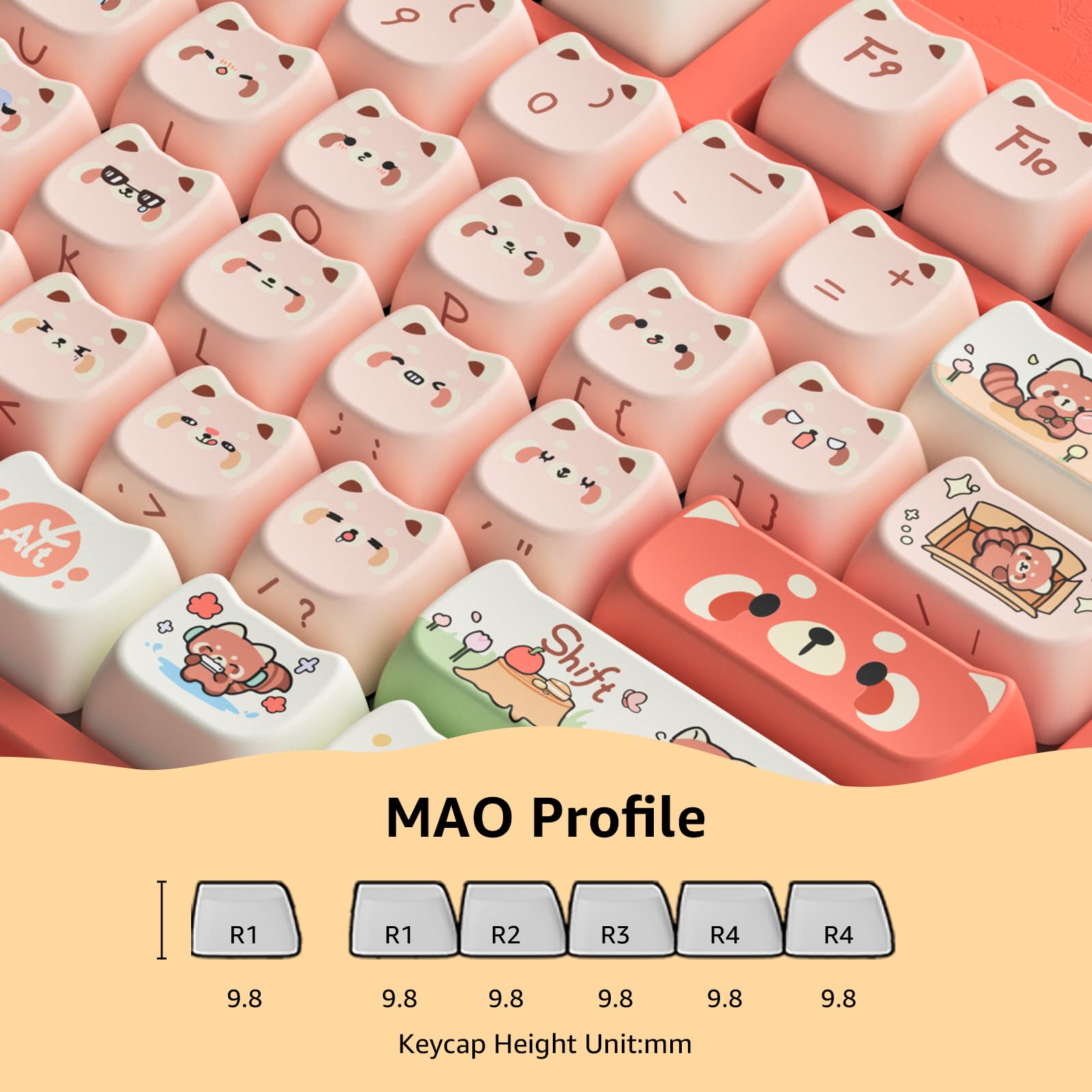 Akko PBT Keycaps Set, Colorful Cats Keycap Mao Profile 142-Key Keycaps for Mechanical Keyboards: Akko Keycaps Set, Raccoon Mao Profile 142-Key PBT Keycaps for Mechanical Keyboards