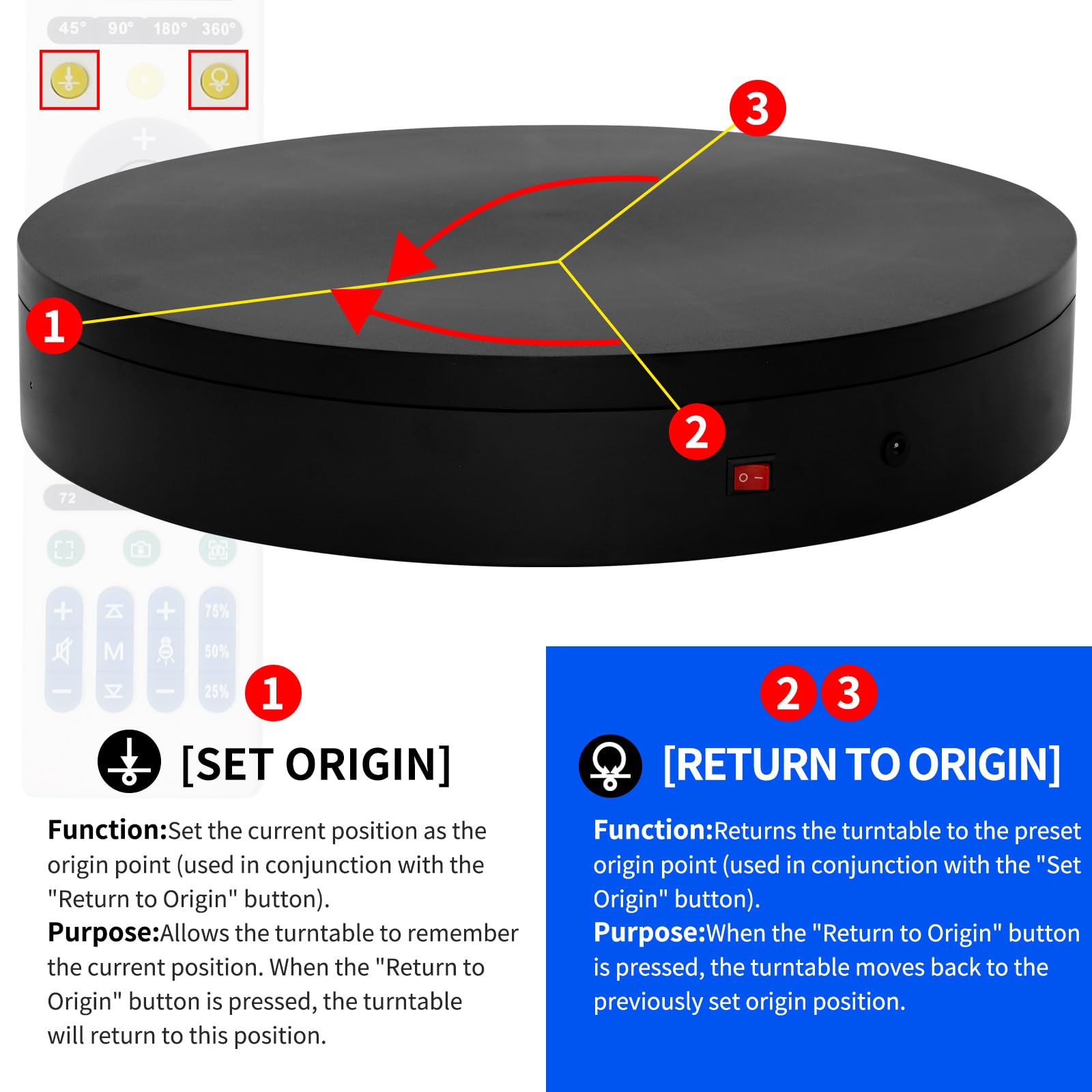 Tocadiscos eléctrico motorizado grande de 19.7 pulgadas, plataforma giratoria para fotografía, base giratoria motorizada para fotografía, escáner 3D, pantalla resistente (rango de carga: 220 ~ 500