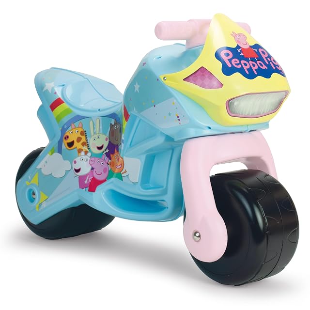 Correpasillos Bebe 1 Año 2 Años 3 Años - Moto Correpasillos para Bebe Twin Dessert Peppa Pig - Moto Juguete Niña y Niño - Ruedas Anchas- Estable Ligera Ergonómica - Transporte Fácil - INJUSA