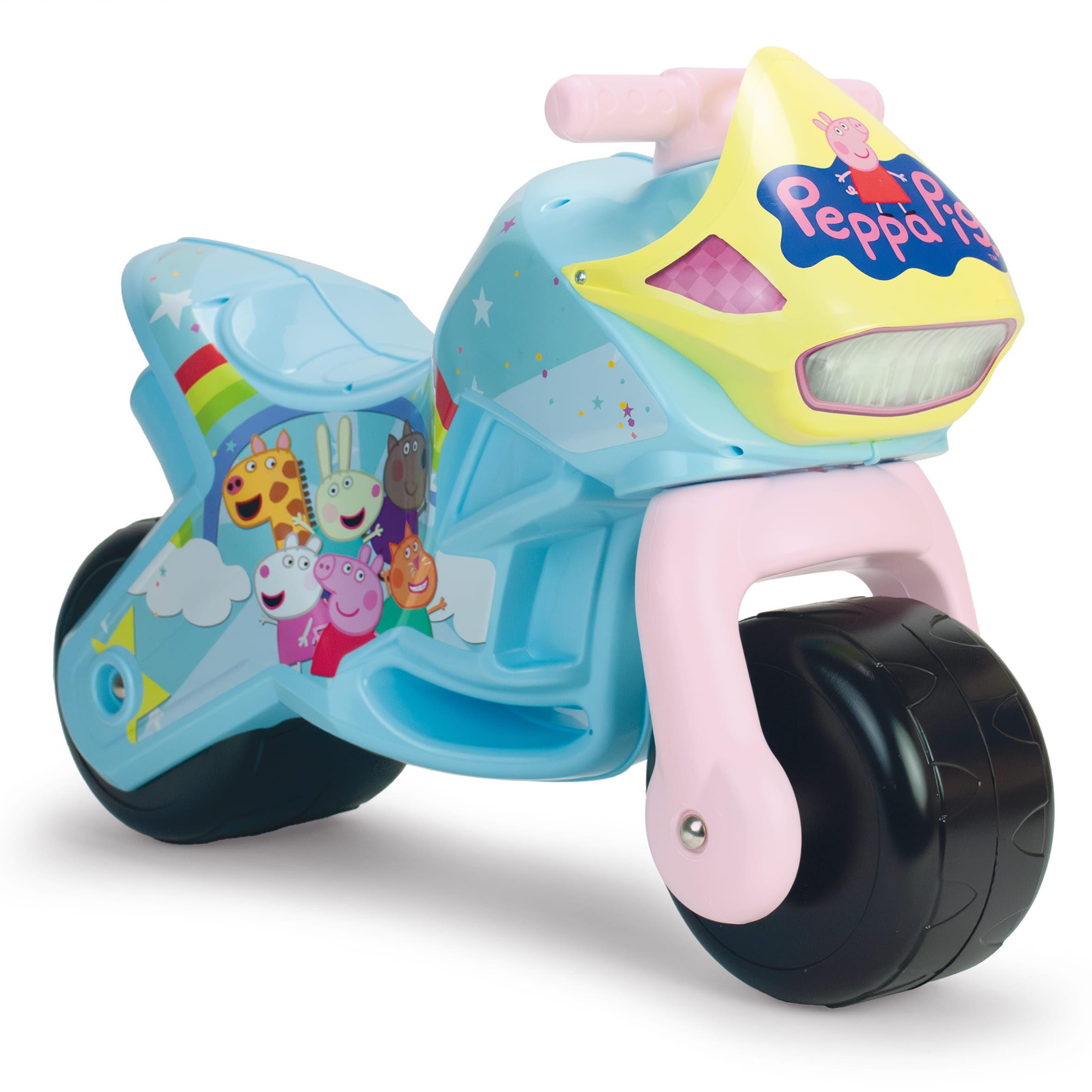 Correpasillos Bebe 1 Año 2 Años 3 Años - Moto Correpasillos para Bebe Twin Dessert Peppa Pig - Moto Juguete Niña y Niño - Ruedas Anchas- Estable Ligera Ergonómica - Transporte Fácil - INJUSA