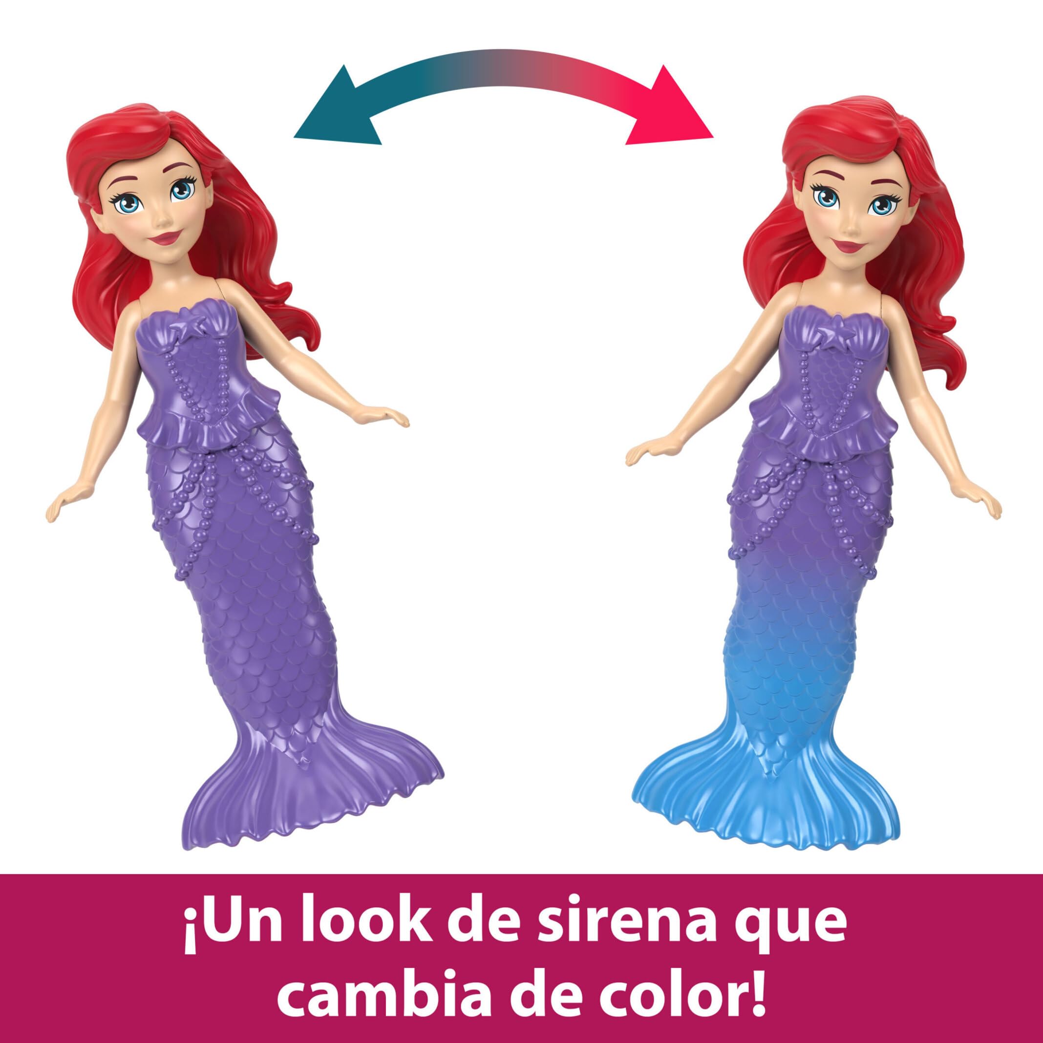 Mattel Disney Princess Minis Castillo de Ariel Casa de muñecas La Sirenita 2 pisos con figura, muebles y accesorios, juguete +3 años (HLW95)