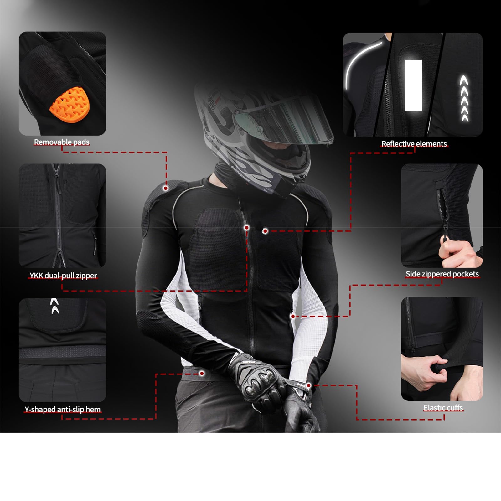Completo Giacca Moto Uomo e Pantaloni con Protezioni CE, Tuta Moto Estiva in Mesh Traspirante per Motociclista, Pantaloni Cargo Leggeri Riflettenti Abbigliamento di Sicurezza