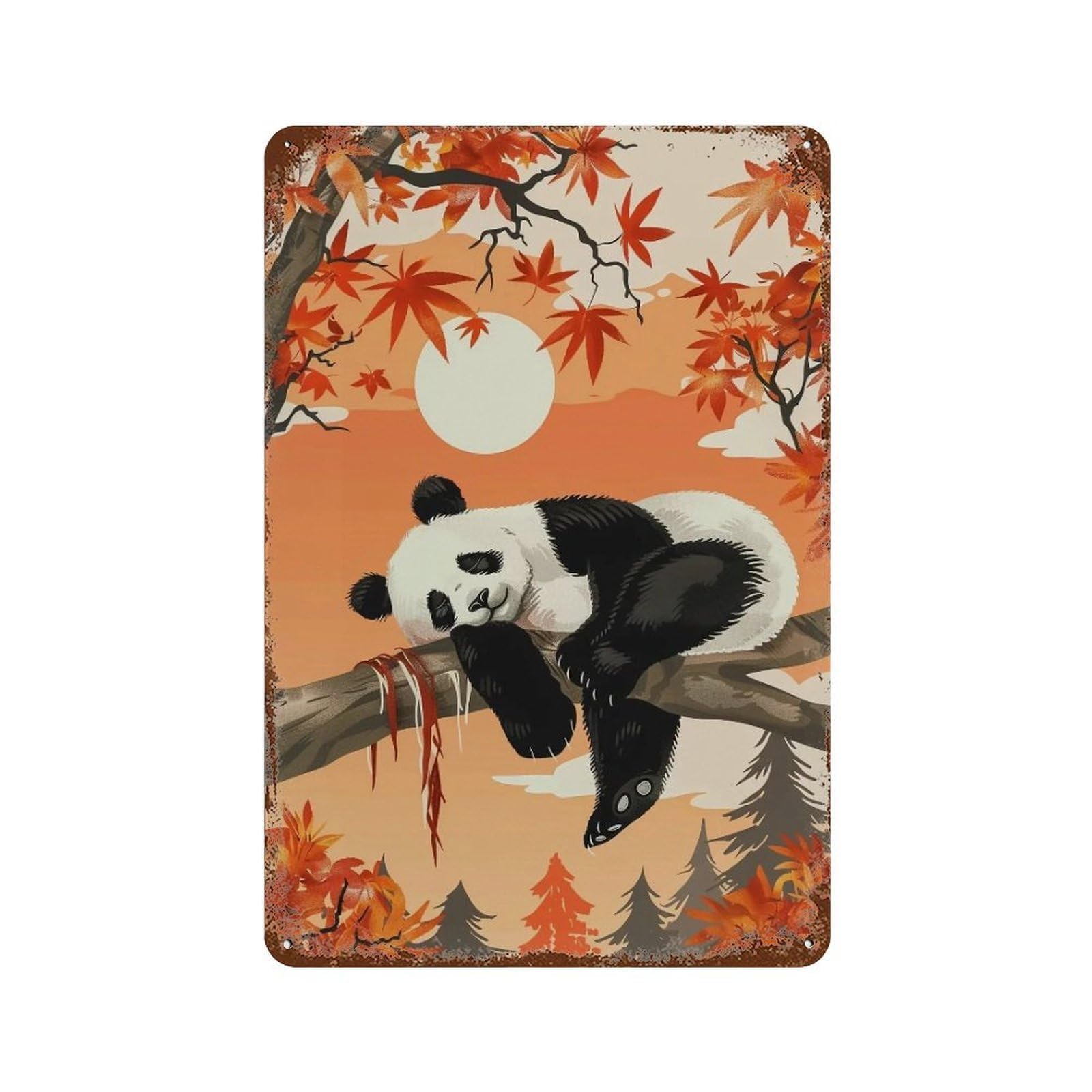 HDURYEYRYY Sunset Slumber Giant Panda 02 Wall Retro Iron Vintage Art Metal Tin Sign Poster Modern Home Cofffee Club Art Bar Shop Decor Style 30x20cm